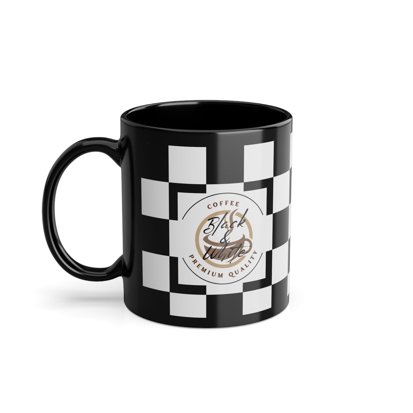 Checkered Black Coffee Mug - Perfect Gift for Coffee Lovers, Unique Kitchen Decor, Race Day Mug, Morning Brew Cup