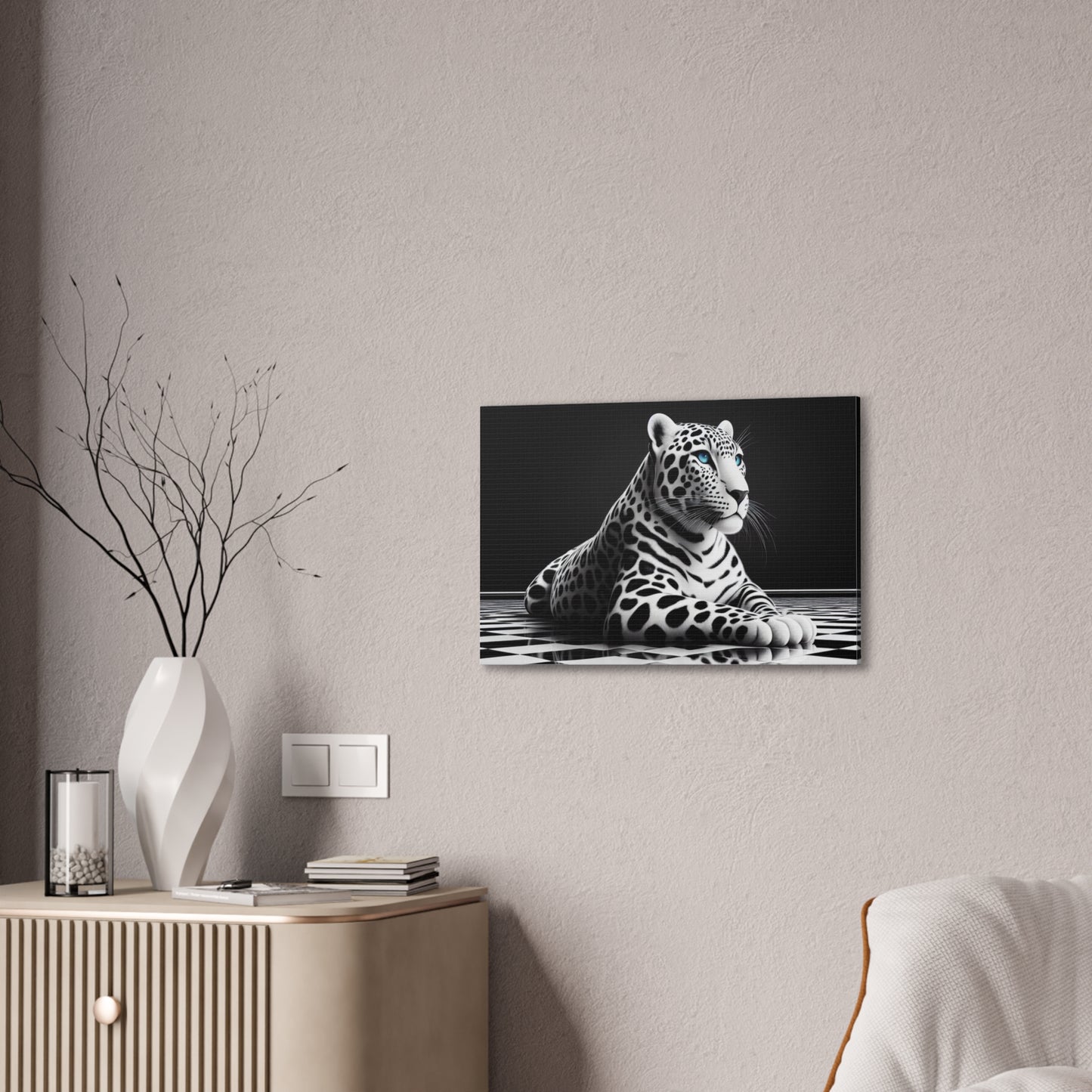 Elegant Leopard Canvas Art – Modern Home Décor, Animal Wall Art, Unique Gift, Black & White Decor, Living Room Accent