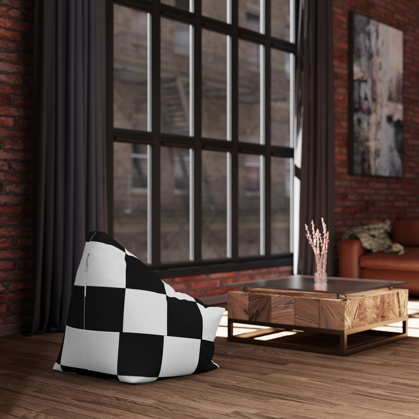 Chic Black & White Checkered Bean Bag Chair Cover – Cozy & Modern Seating