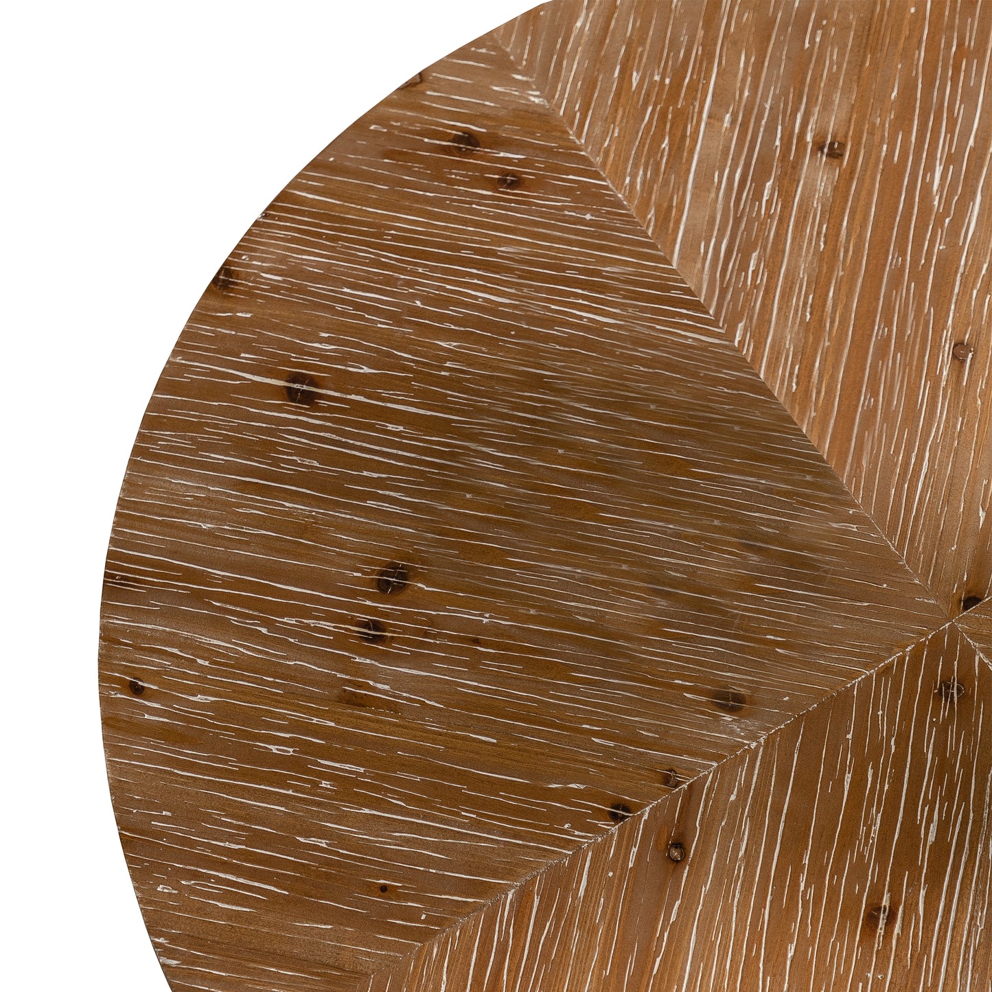 31.29"Modern Retro Splicing Round Coffee Table Fir Wood Table Top with Cross Legs Metal Base