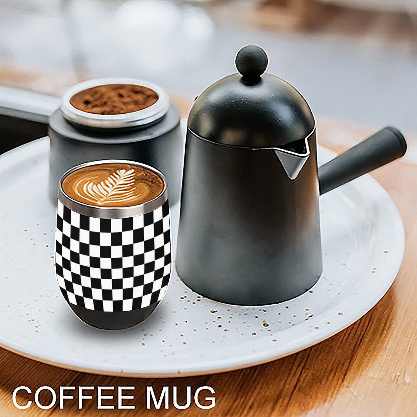 Black and White Wine Tumbler with Lid