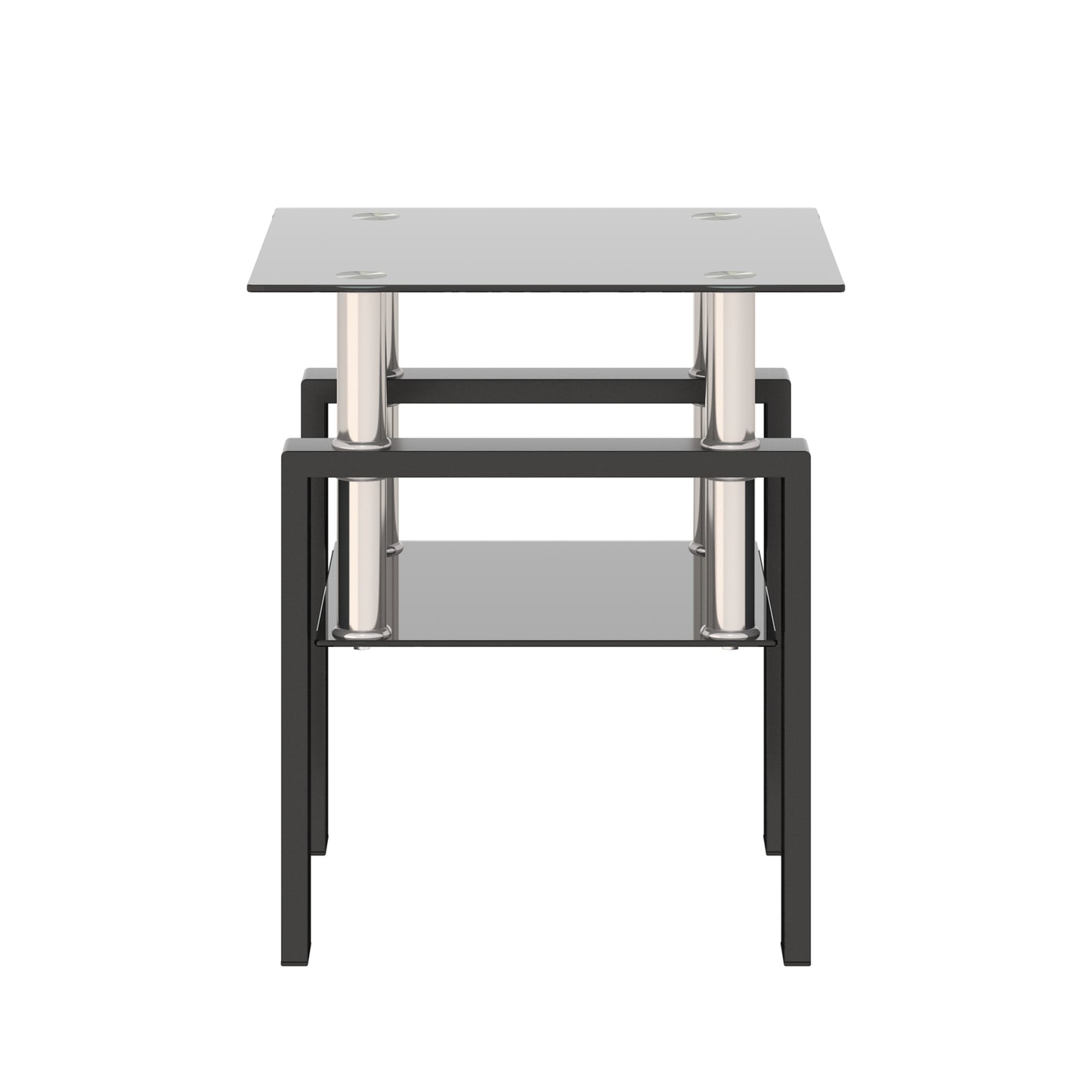 1-Piece Modern Tempered Glass Tea Table Coffee Table End Table, Square Table for Living Room, Black
