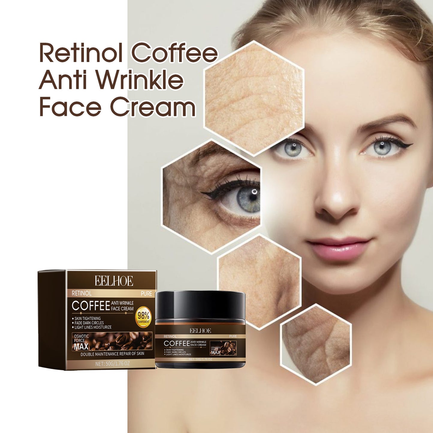 Retinol Coffee Anti Wrinkle Face Cream, Repair Damaged Skin Reduce The Wrinkle Defects Soft Cream - -