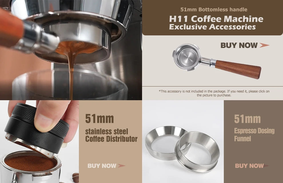 HiBREW Coffee Maker Cafetera 20 Bar Inox Semi Automatic Super Slim ESE POD& Powder Espresso Cappuccino Machine Hot Water H11