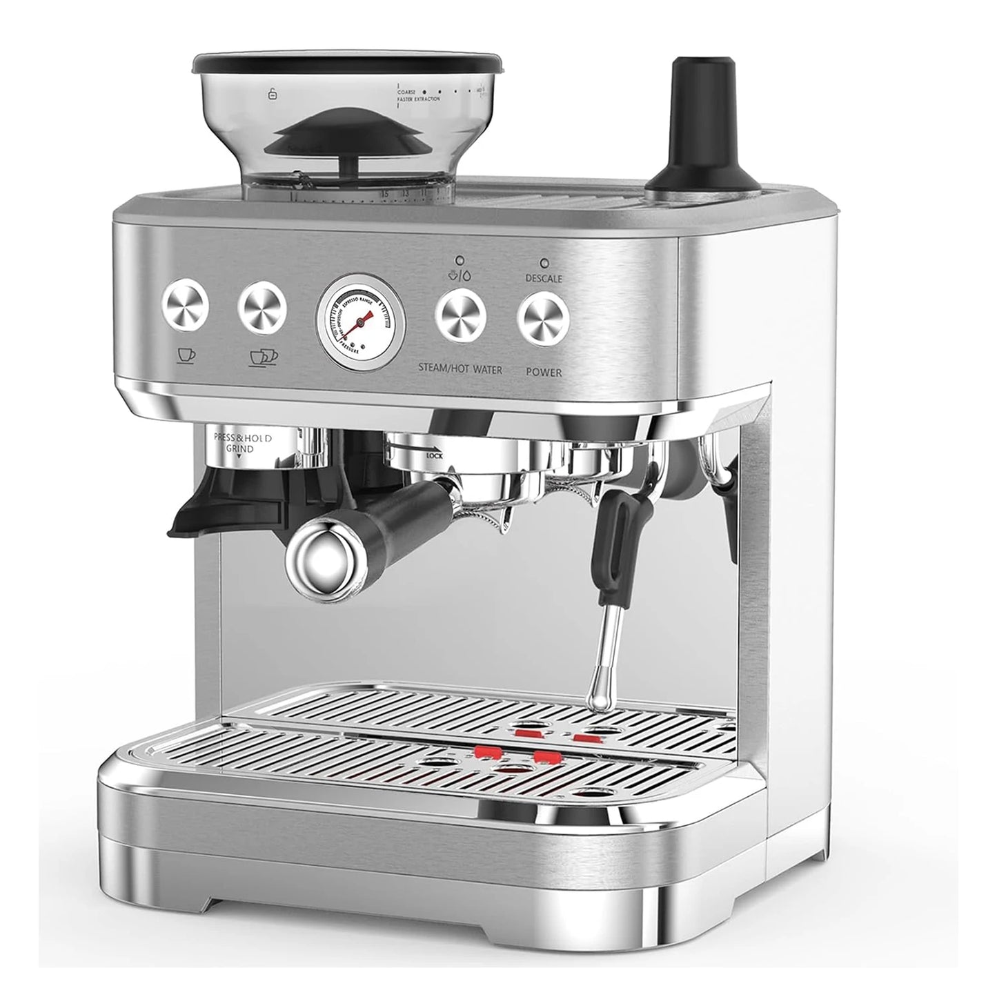 Espresso Machine with Milk Frother and Grinder, 15 Bar Automatic Espresso Coffee Machine All In One Coffee Maker