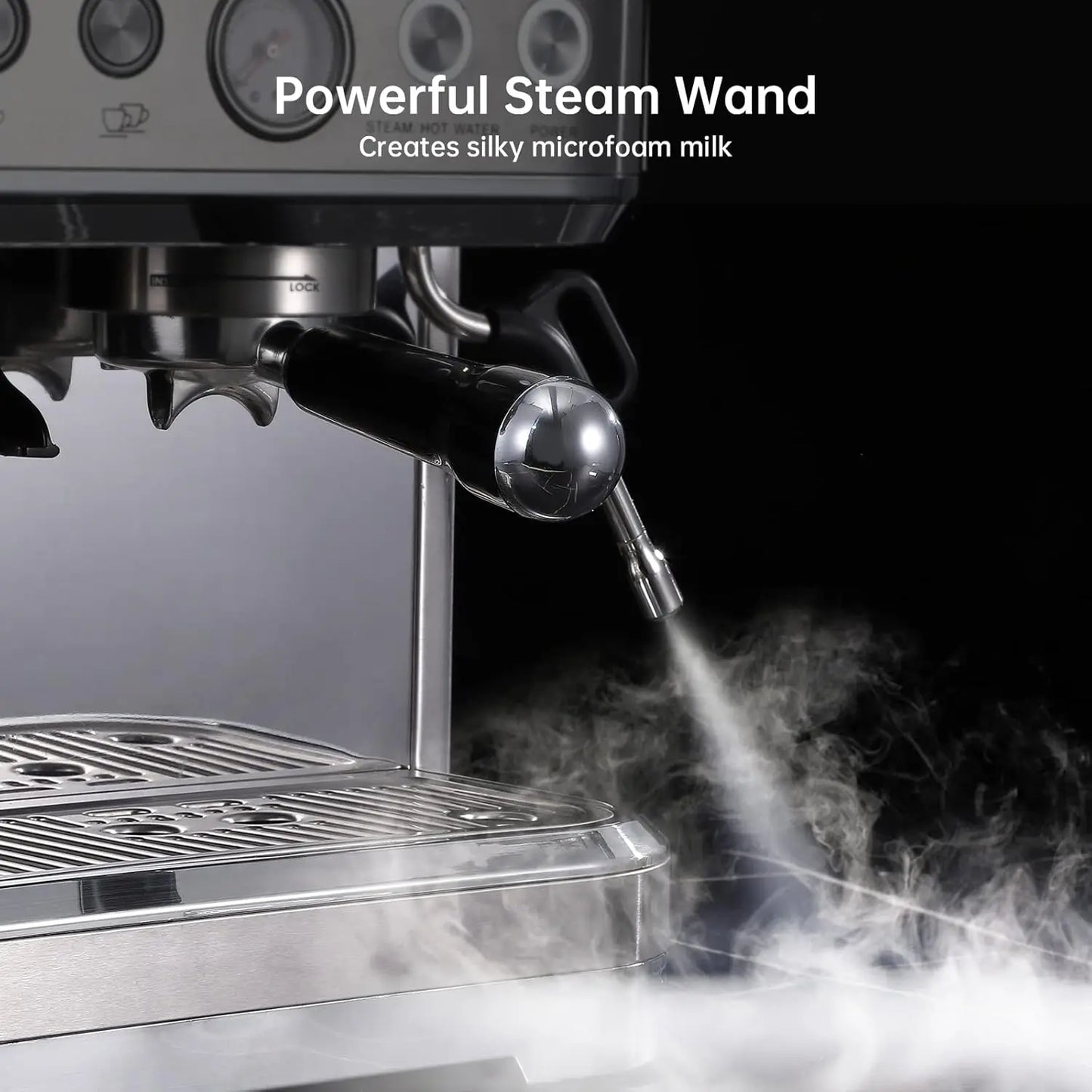 Espresso Machine with Milk Frother and Grinder, 15 Bar Automatic Espresso Coffee Machine All In One Coffee Maker