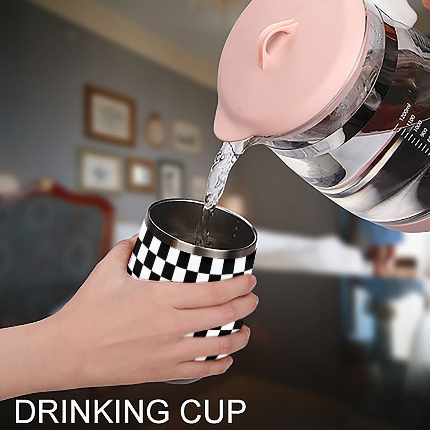 Black and White Wine Tumbler with Lid