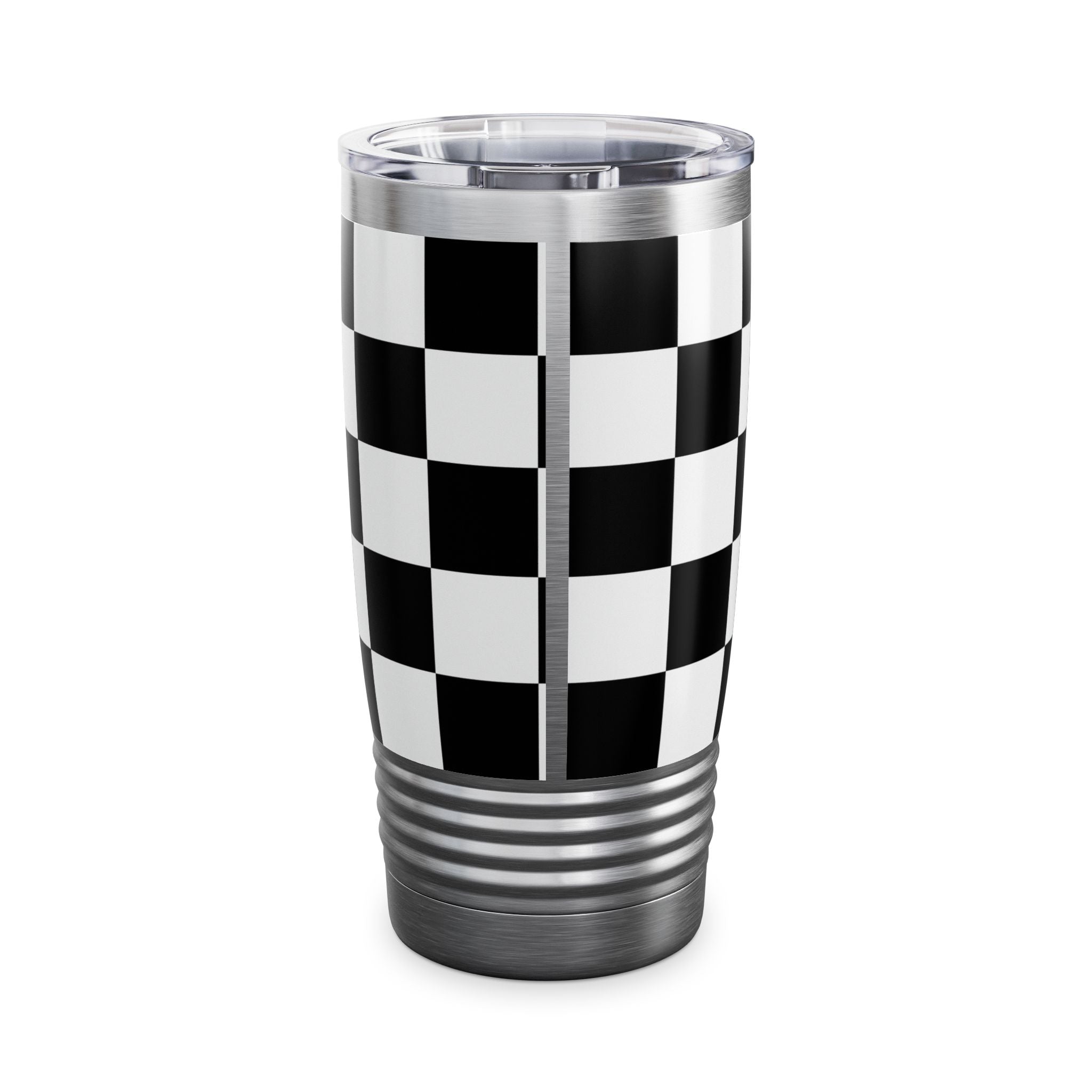 Chic Checker Print Tumbler, 20oz | Stylish Travel Mug | Coffee Lover Gift | Black & White Drinkware | Premium Quality Coffee Mug