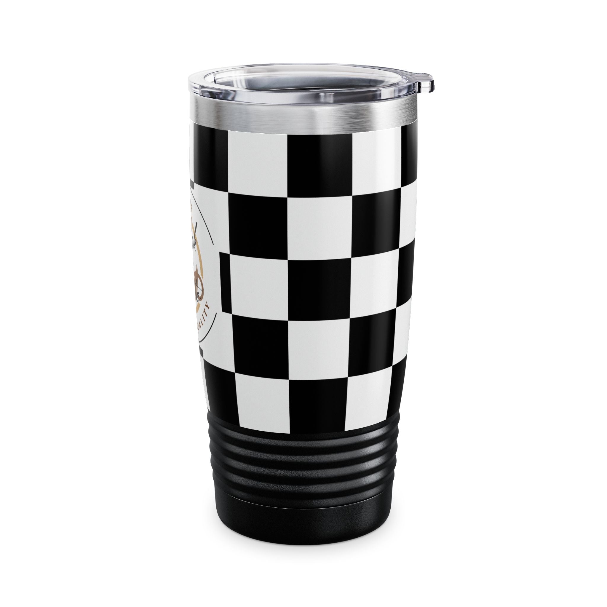 Chic Checker Print Tumbler, 20oz | Stylish Travel Mug | Coffee Lover Gift | Black & White Drinkware | Premium Quality Coffee Mug