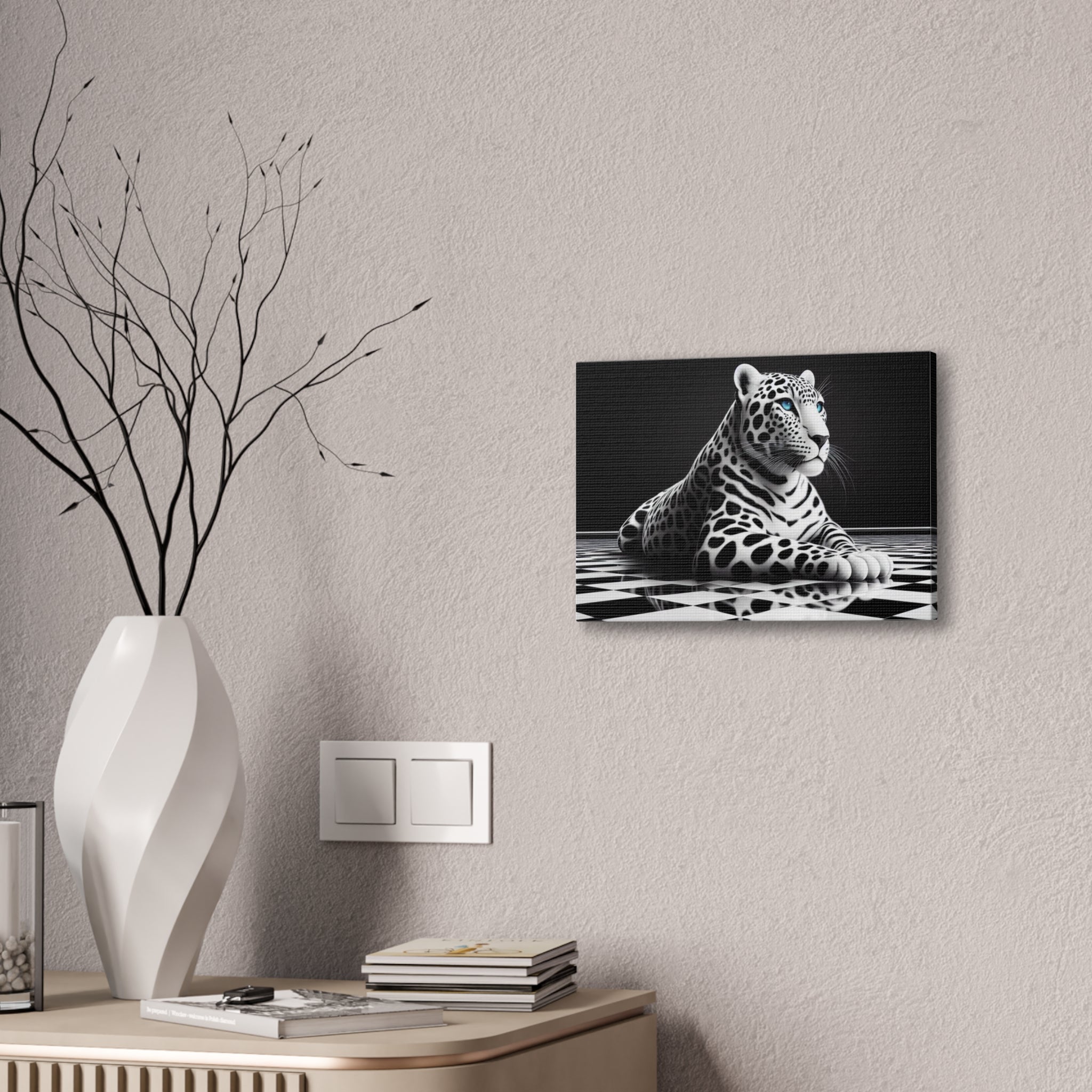 Elegant Leopard Canvas Art – Modern Home Décor, Animal Wall Art, Unique Gift, Black & White Decor, Living Room Accent