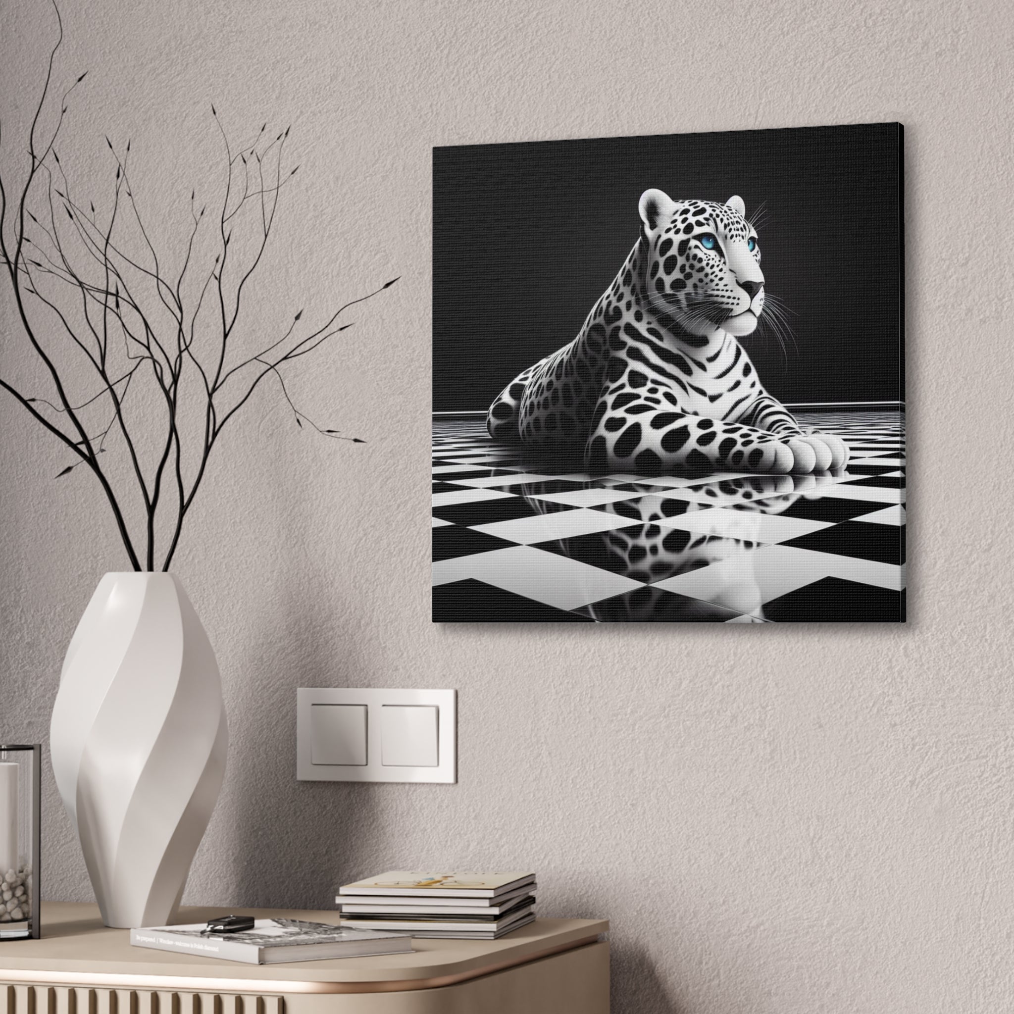 Elegant Leopard Canvas Art – Modern Home Décor, Animal Wall Art, Unique Gift, Black & White Decor, Living Room Accent