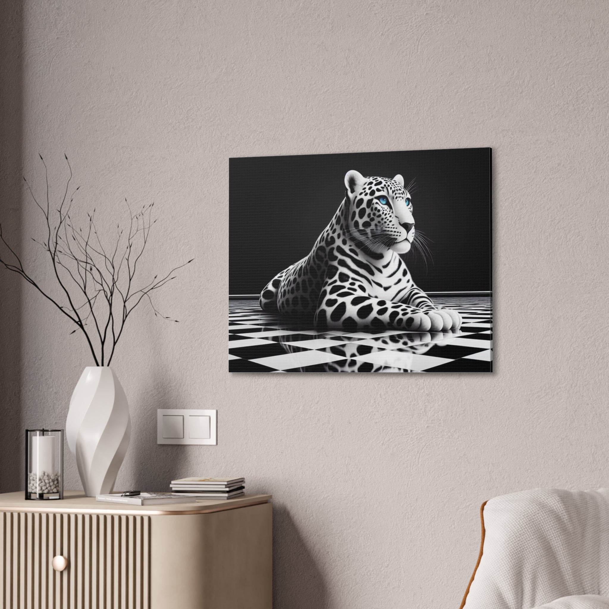 Elegant Leopard Canvas Art – Modern Home Décor, Animal Wall Art, Unique Gift, Black & White Decor, Living Room Accent