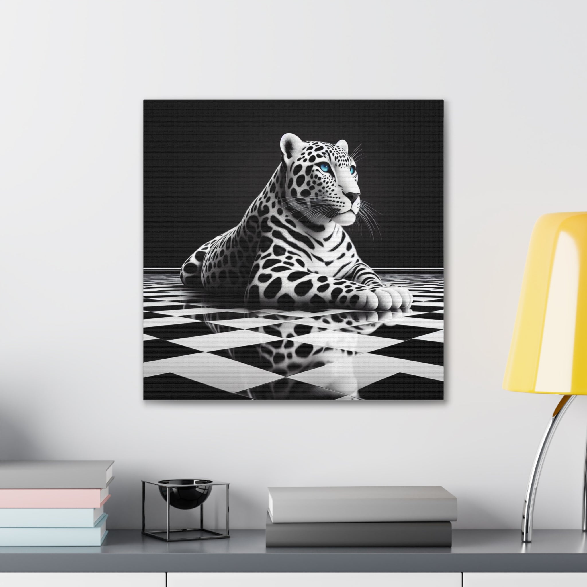 Elegant Leopard Canvas Art – Modern Home Décor, Animal Wall Art, Unique Gift, Black & White Decor, Living Room Accent