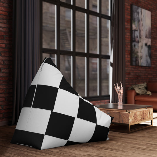 Chic Black & White Checkered Bean Bag Chair Cover in stylish modern design for cozy, comfortable seating in any room.