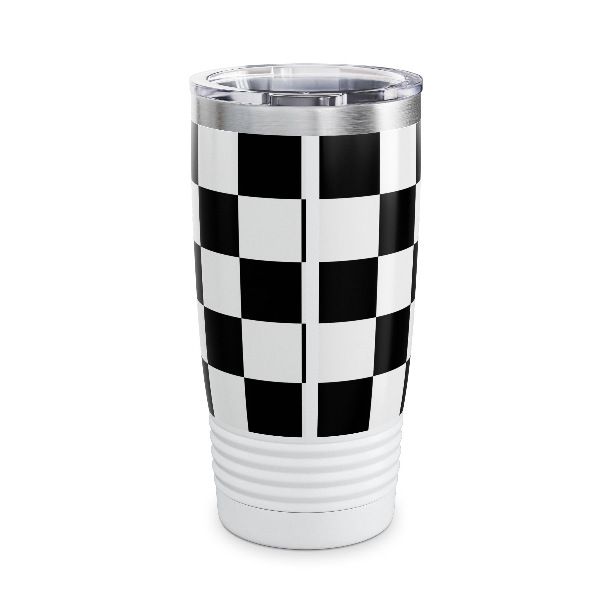 Chic Checker Print Tumbler, 20oz | Stylish Travel Mug | Coffee Lover Gift | Black & White Drinkware | Premium Quality Coffee Mug