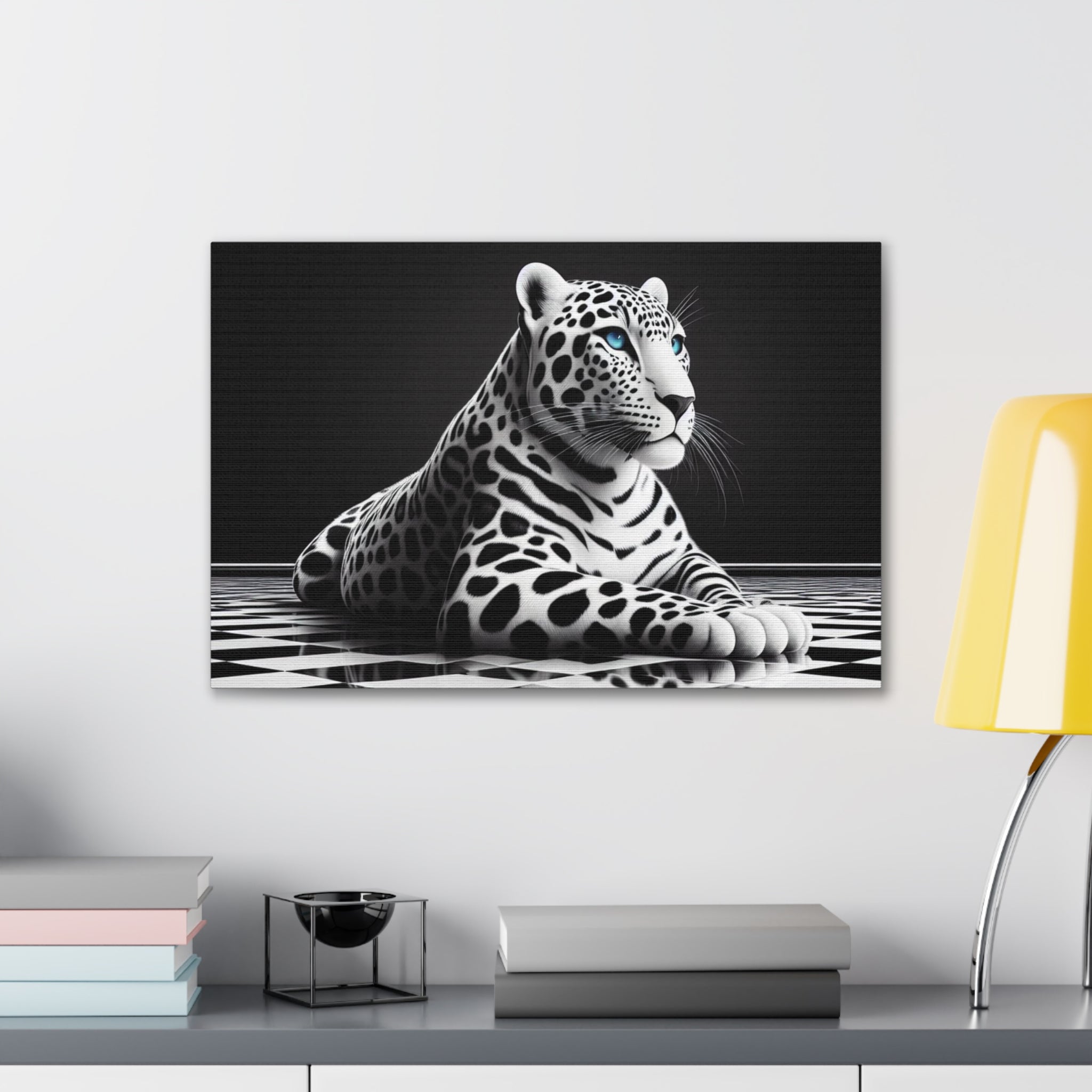 Elegant Leopard Canvas Art – Modern Home Décor, Animal Wall Art, Unique Gift, Black & White Decor, Living Room Accent