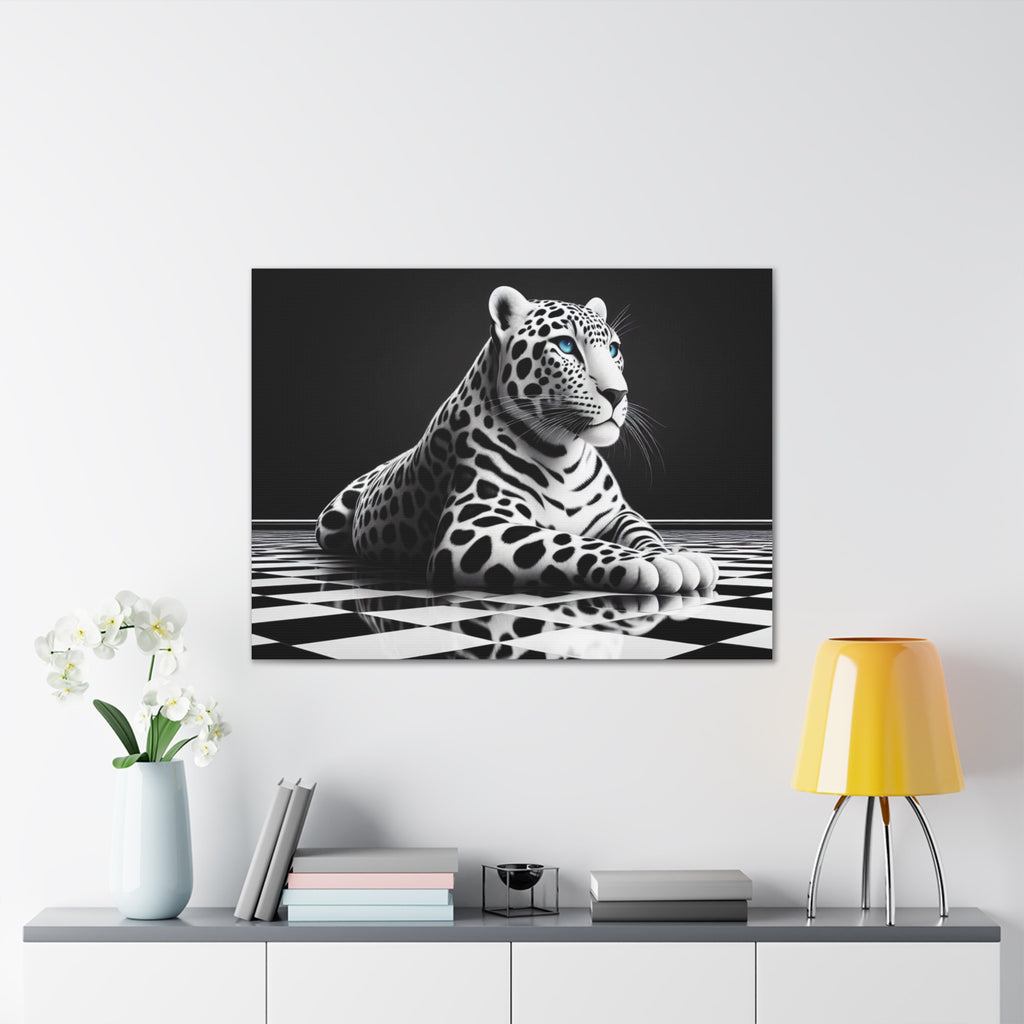 Elegant Leopard Canvas Art – Modern Home Décor, Animal Wall Art, Unique Gift, Black & White Decor, Living Room Accent