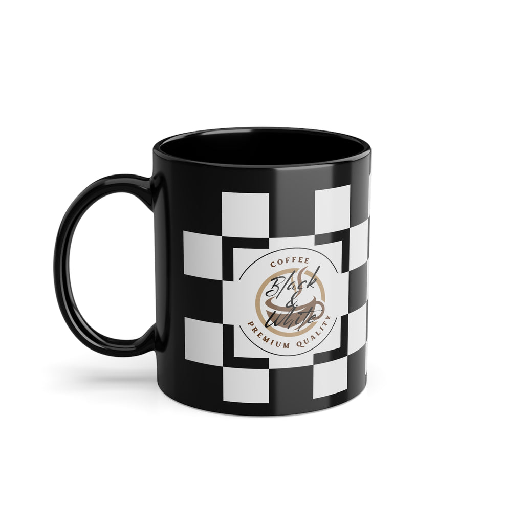Checkered Black Coffee Mug - Perfect Gift for Coffee Lovers, Unique Kitchen Decor, Race Day Mug, Morning Brew Cup