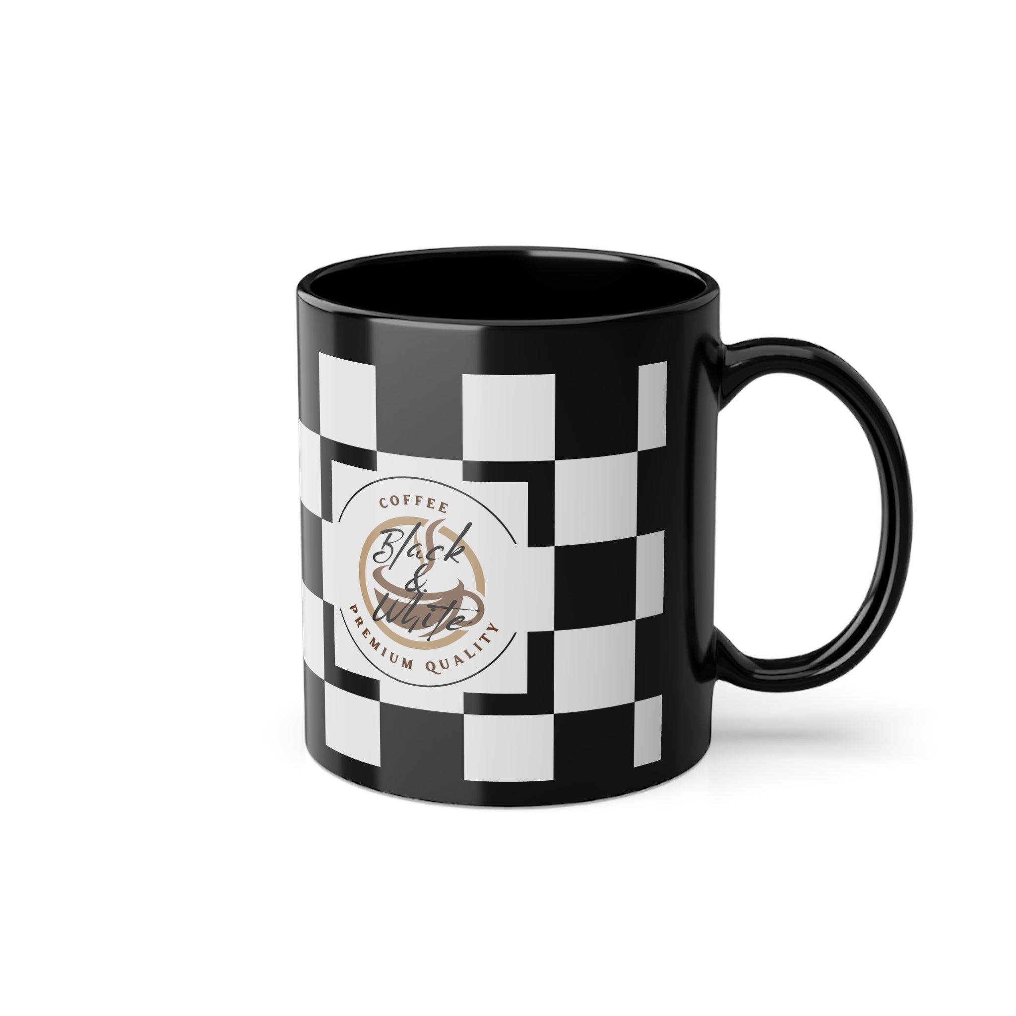 Checkered Black Coffee Mug - Perfect Gift for Coffee Lovers, Unique Kitchen Decor, Race Day Mug, Morning Brew Cup
