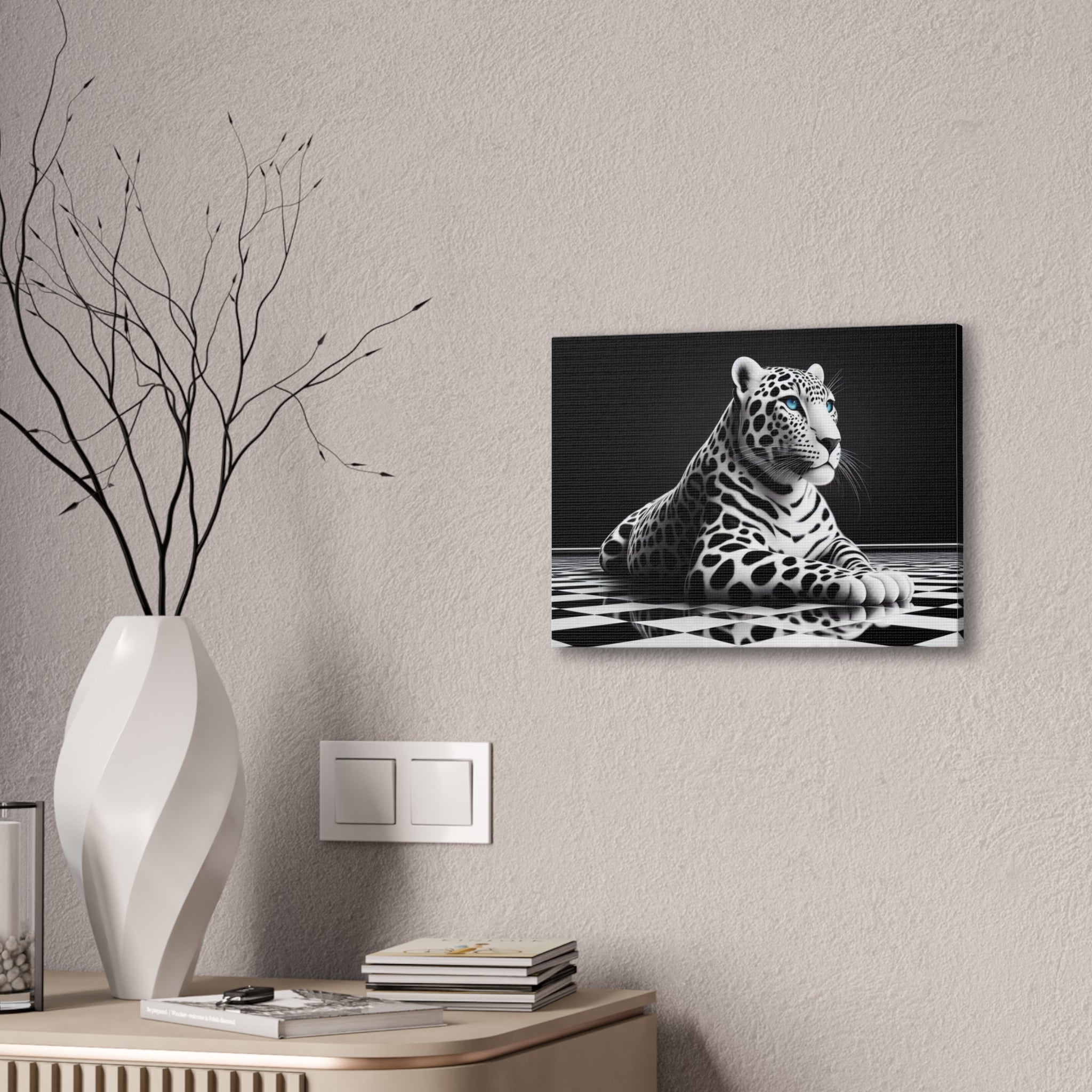 Elegant Leopard Canvas Art – Modern Home Décor, Animal Wall Art, Unique Gift, Black & White Decor, Living Room Accent