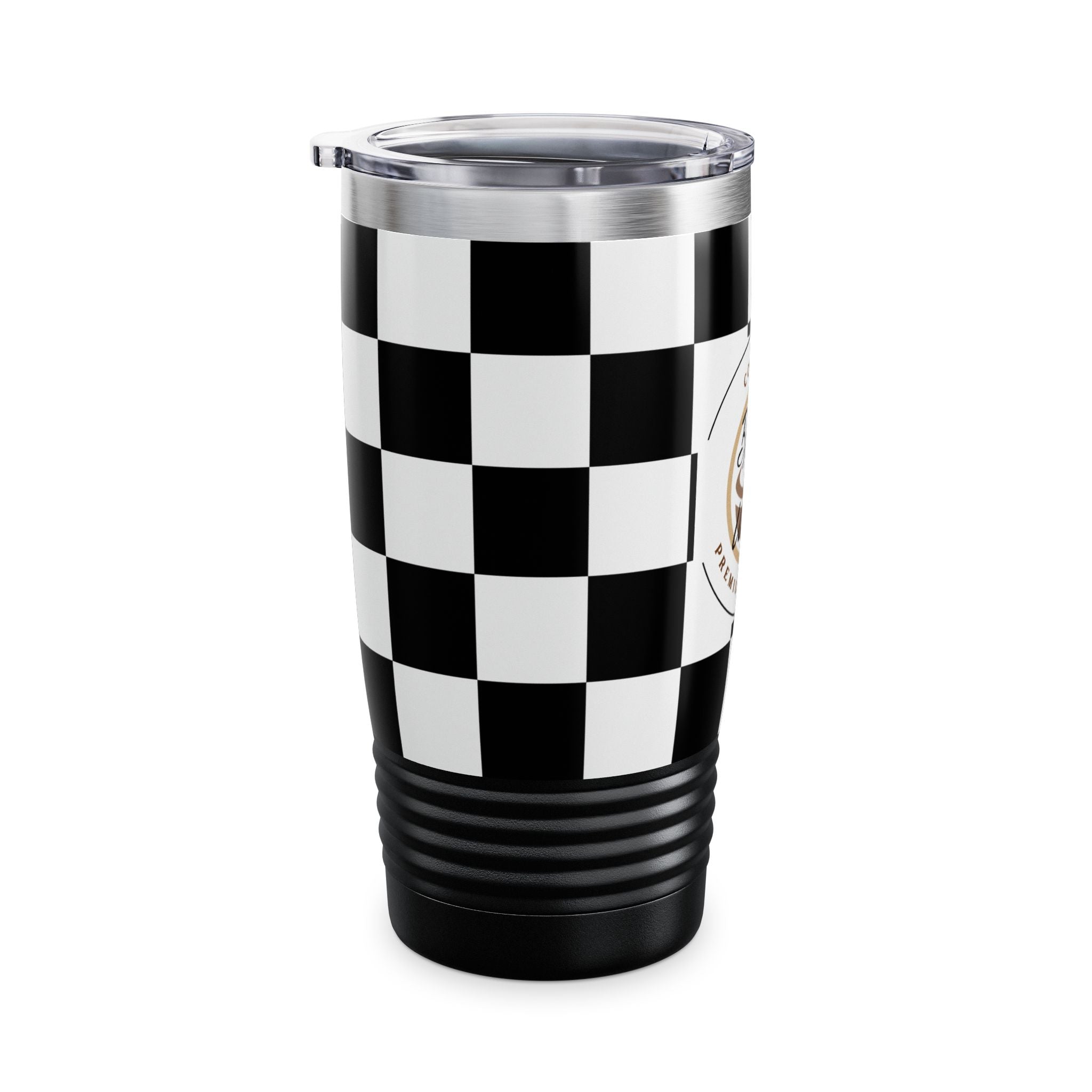 Chic Checker Print Tumbler, 20oz | Stylish Travel Mug | Coffee Lover Gift | Black & White Drinkware | Premium Quality Coffee Mug