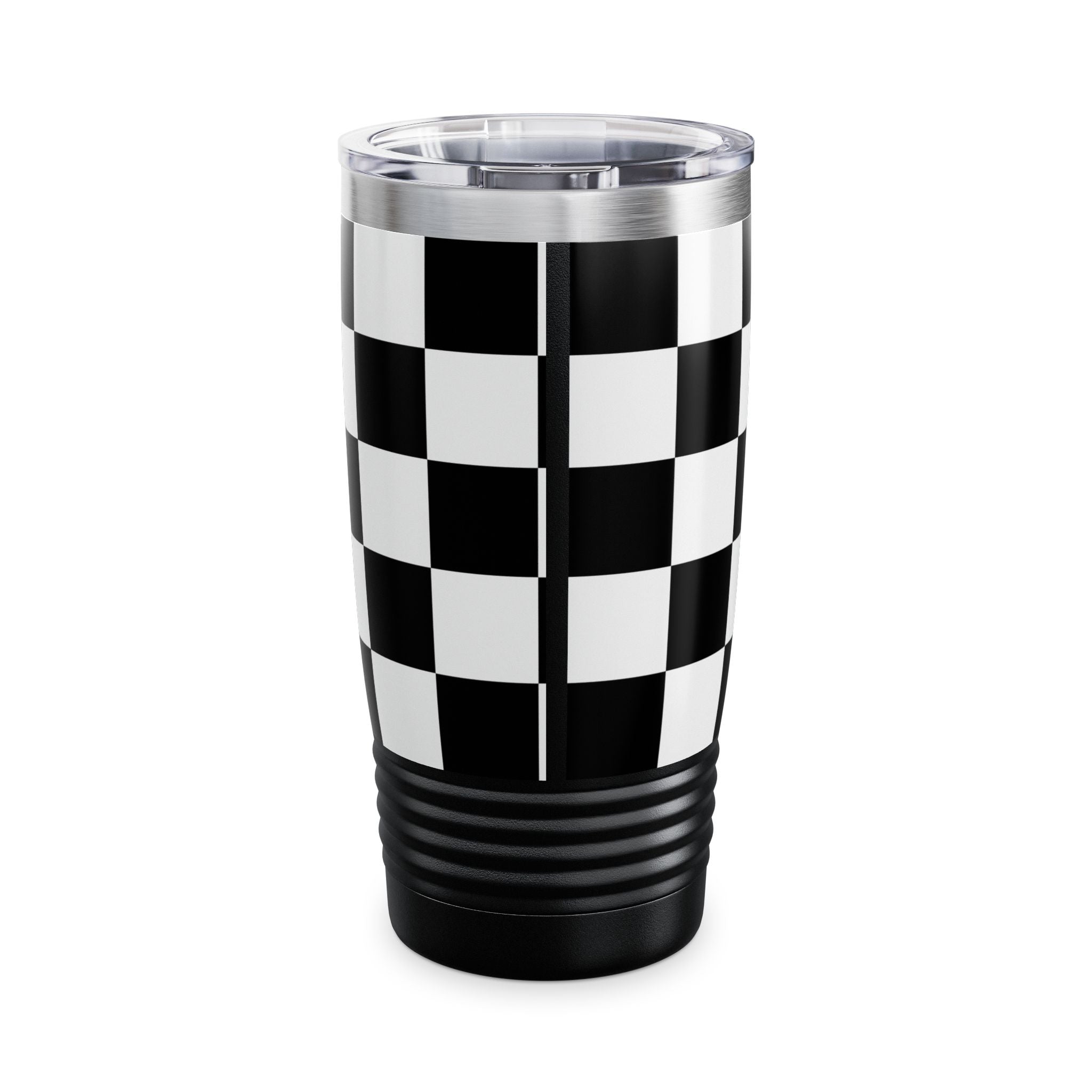 Chic Checker Print Tumbler, 20oz | Stylish Travel Mug | Coffee Lover Gift | Black & White Drinkware | Premium Quality Coffee Mug