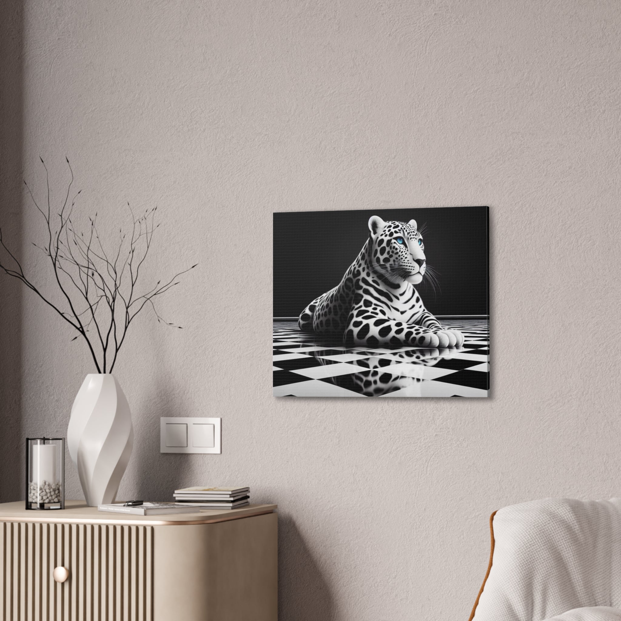 Elegant Leopard Canvas Art – Modern Home Décor, Animal Wall Art, Unique Gift, Black & White Decor, Living Room Accent