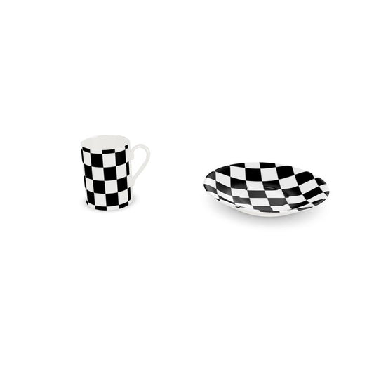 Elegant Black and White Cup and Saucer Set – Modern Ceramic Teacup for Coffee or Tea Lovers