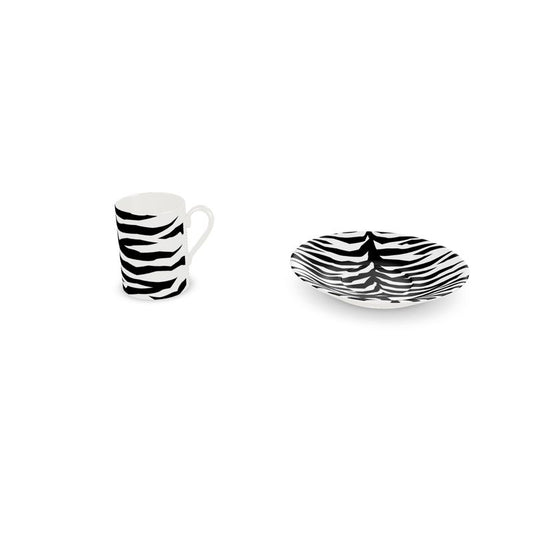 Black and White Zebra Print Cup and Saucer Set | Stylish Coffee & Tea
