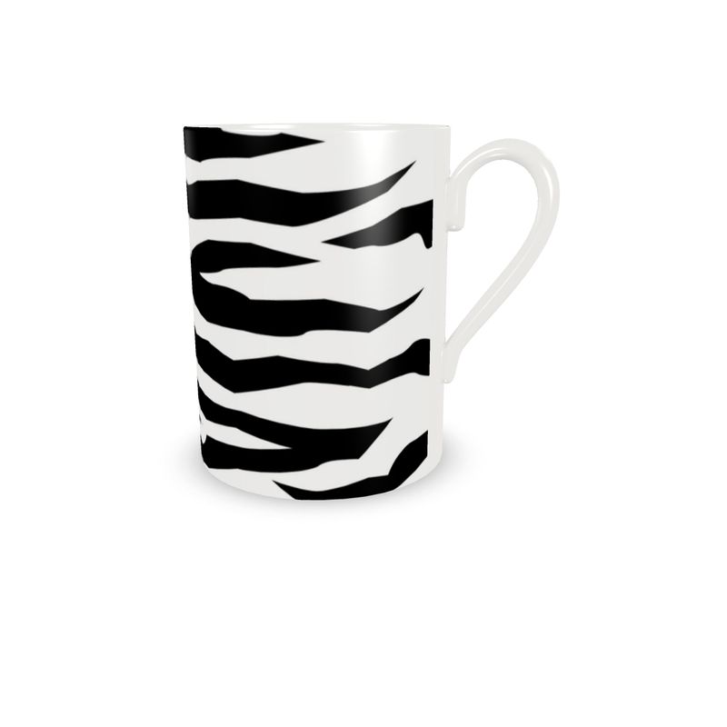Black and White Zebra Print Cup and Saucer Set | Stylish Coffee & Tea
