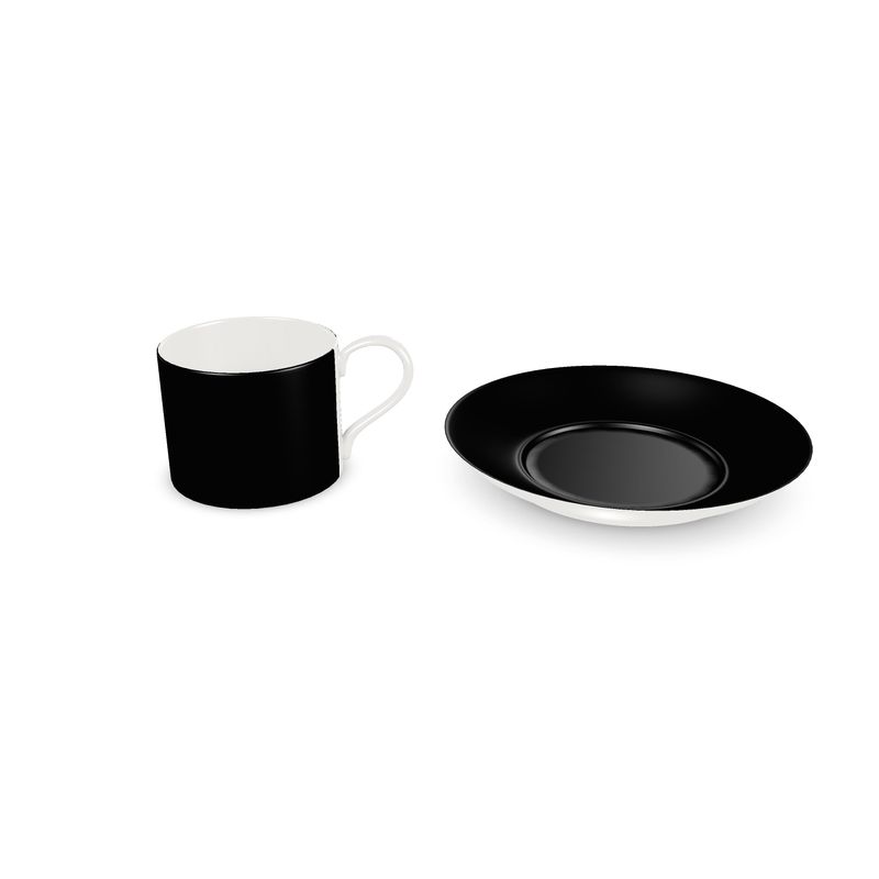 Black Cup and Saucer Set | Modern Minimalist Drinkware
