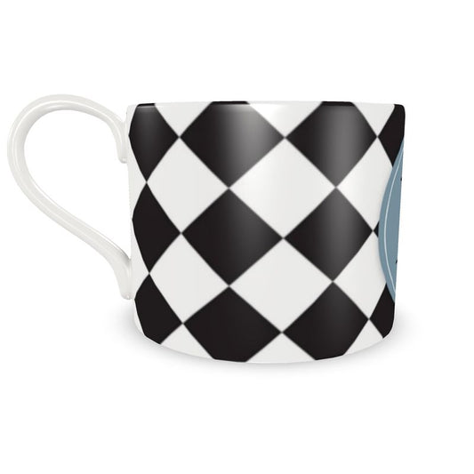 Black & White Cup and Saucer Set with Letter M | Elegant Monogram Tea Set