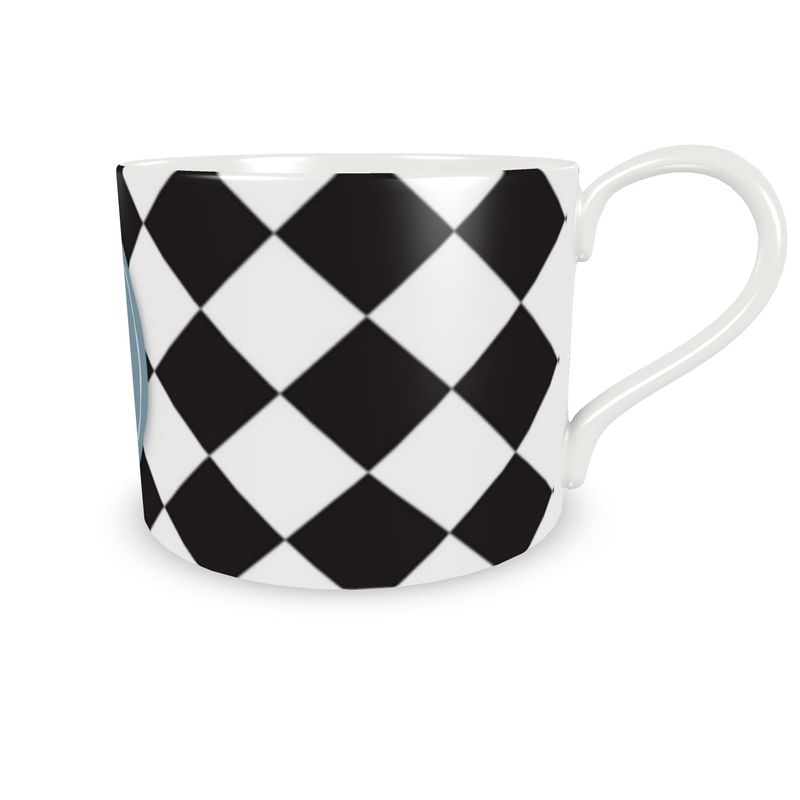 Black & White Cup and Saucer Set with Letter M | Elegant Monogram Tea Set