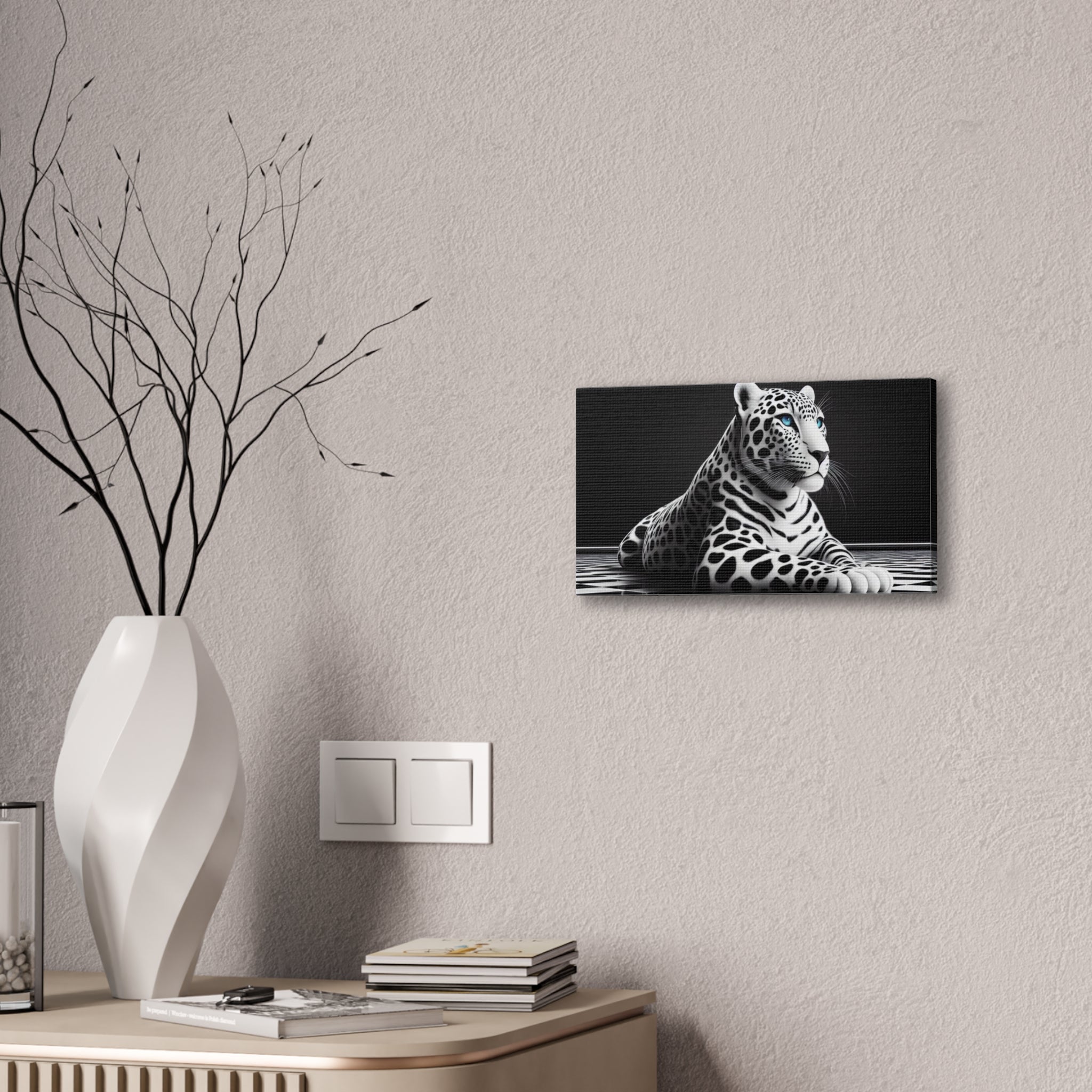 Elegant Leopard Canvas Art – Modern Home Décor, Animal Wall Art, Unique Gift, Black & White Decor, Living Room Accent