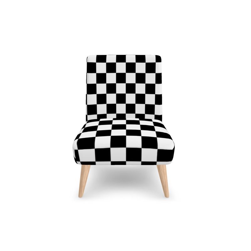 Comfortable Black & White Checkered Chair for Living Room