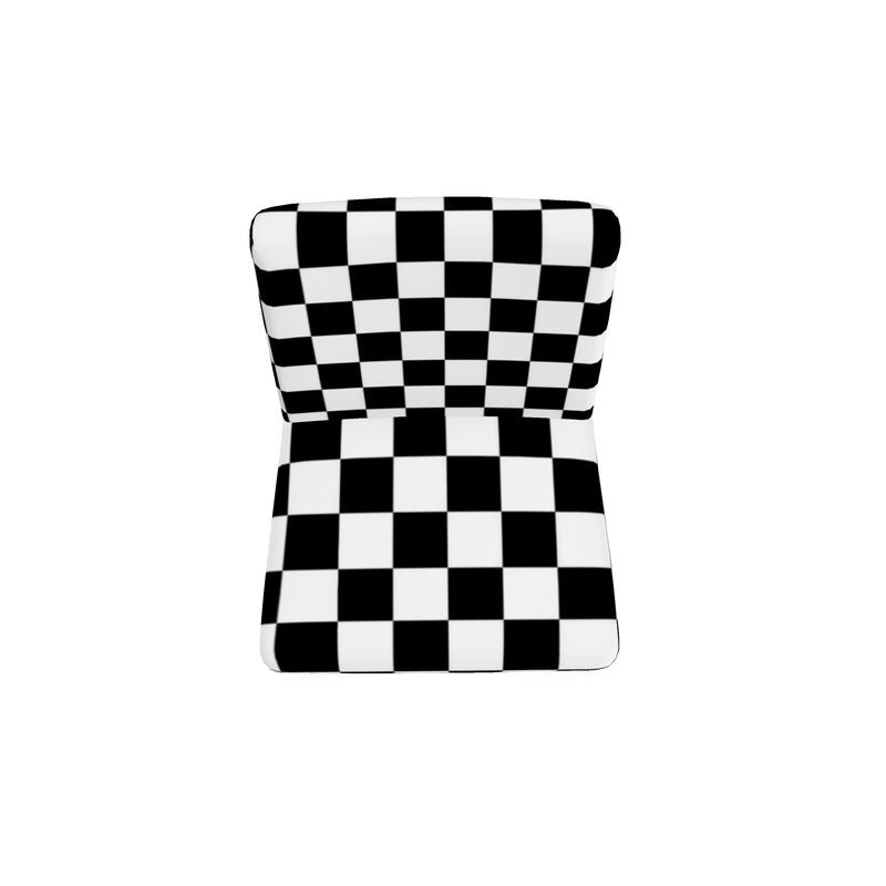 Comfortable Black & White Checkered Chair for Living Room
