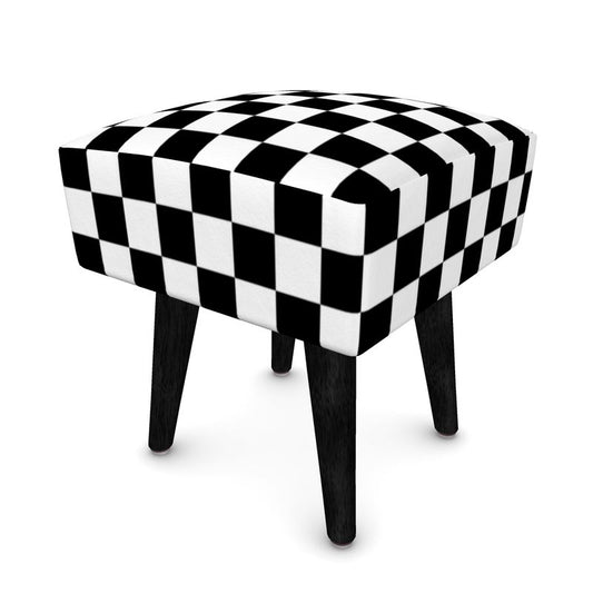 Footstool – Modern Checkered Design (Round, Square, Hexagonal) Upholstered Accent Seating