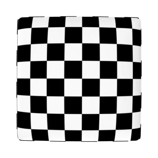 Footstool – Modern Checkered Design (Round, Square, Hexagonal) Upholstered Accent Seating