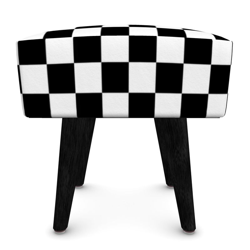 Footstool – Modern Checkered Design (Round, Square, Hexagonal) Upholstered Accent Seating
