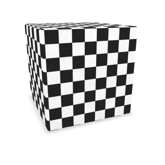 Decorative Cube – Modern Checkered Design, Multifunctional Accent Piece