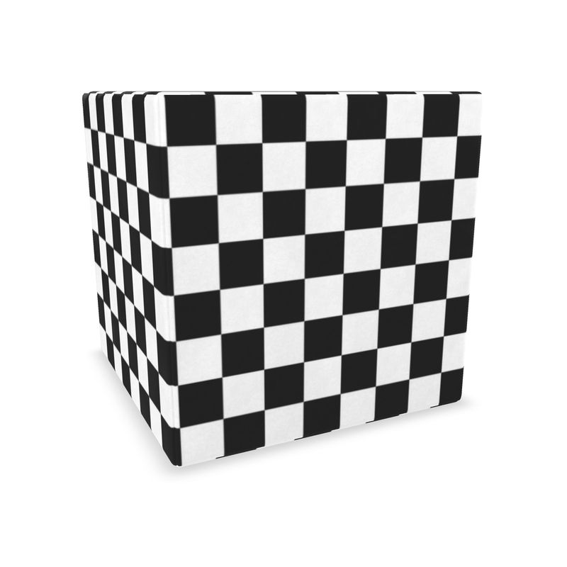 Decorative Cube – Modern Checkered Design, Multifunctional Accent Piece
