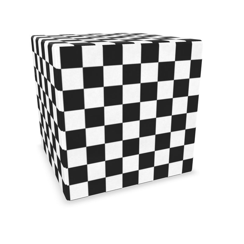 Decorative Cube – Modern Checkered Design, Multifunctional Accent Piece