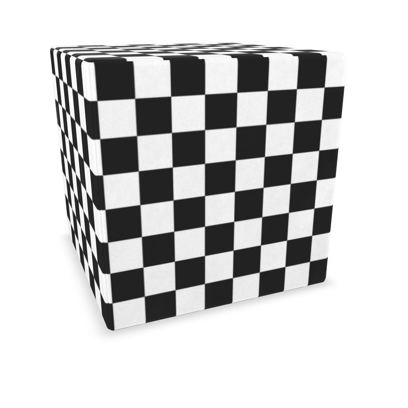 Decorative Cube – Modern Checkered Design, Multifunctional Accent Piece