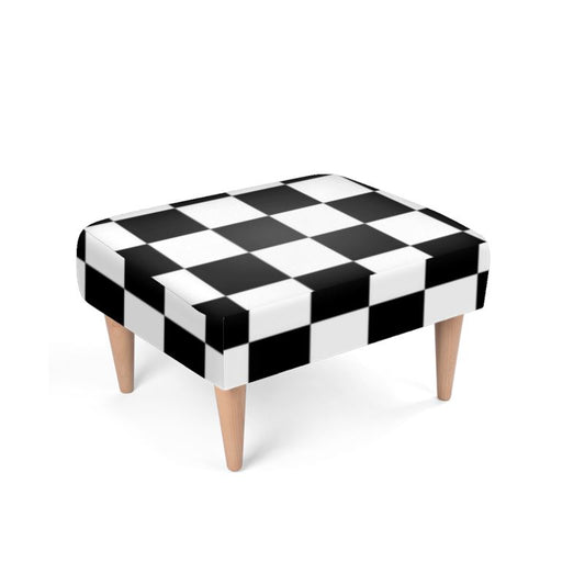 Footstool – Modern Checkered Design, Upholstered Accent Seating