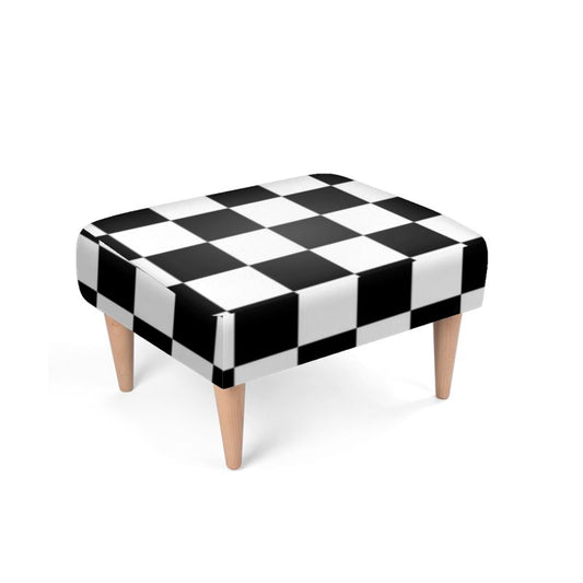 Footstool – Modern Checkered Design, Upholstered Accent Seating
