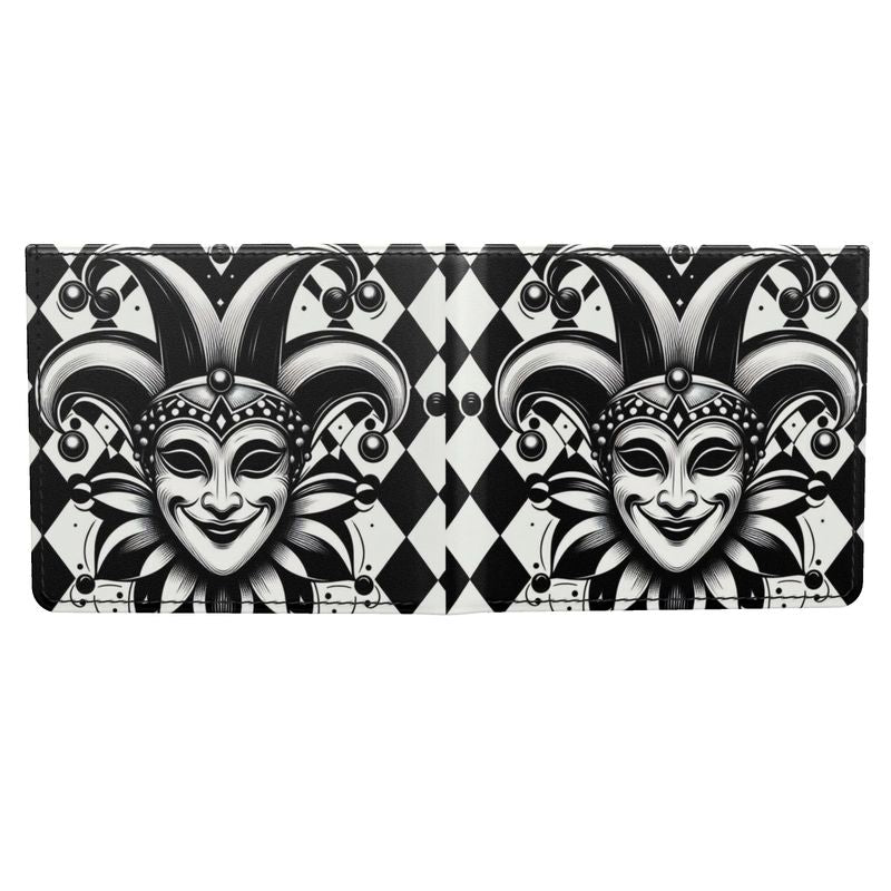 Men's Wallet Black & White Harlequin Face