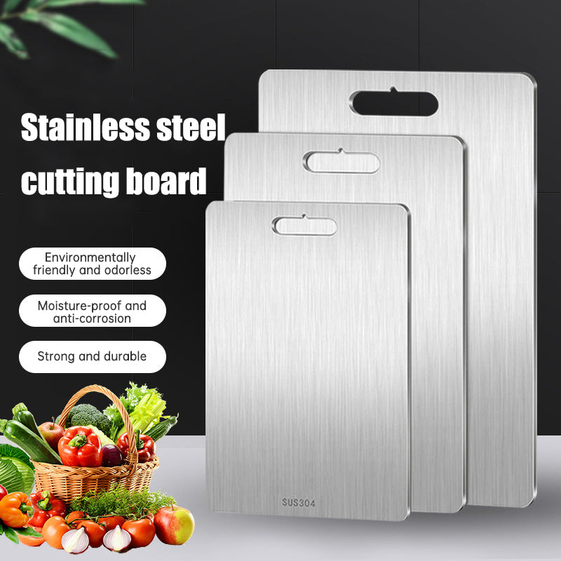 304 Stainless Steel Panel and Chopping Board Kitchen Household Thickened Double Sided Cutting Board Block Kneading Dough Board by eprolo