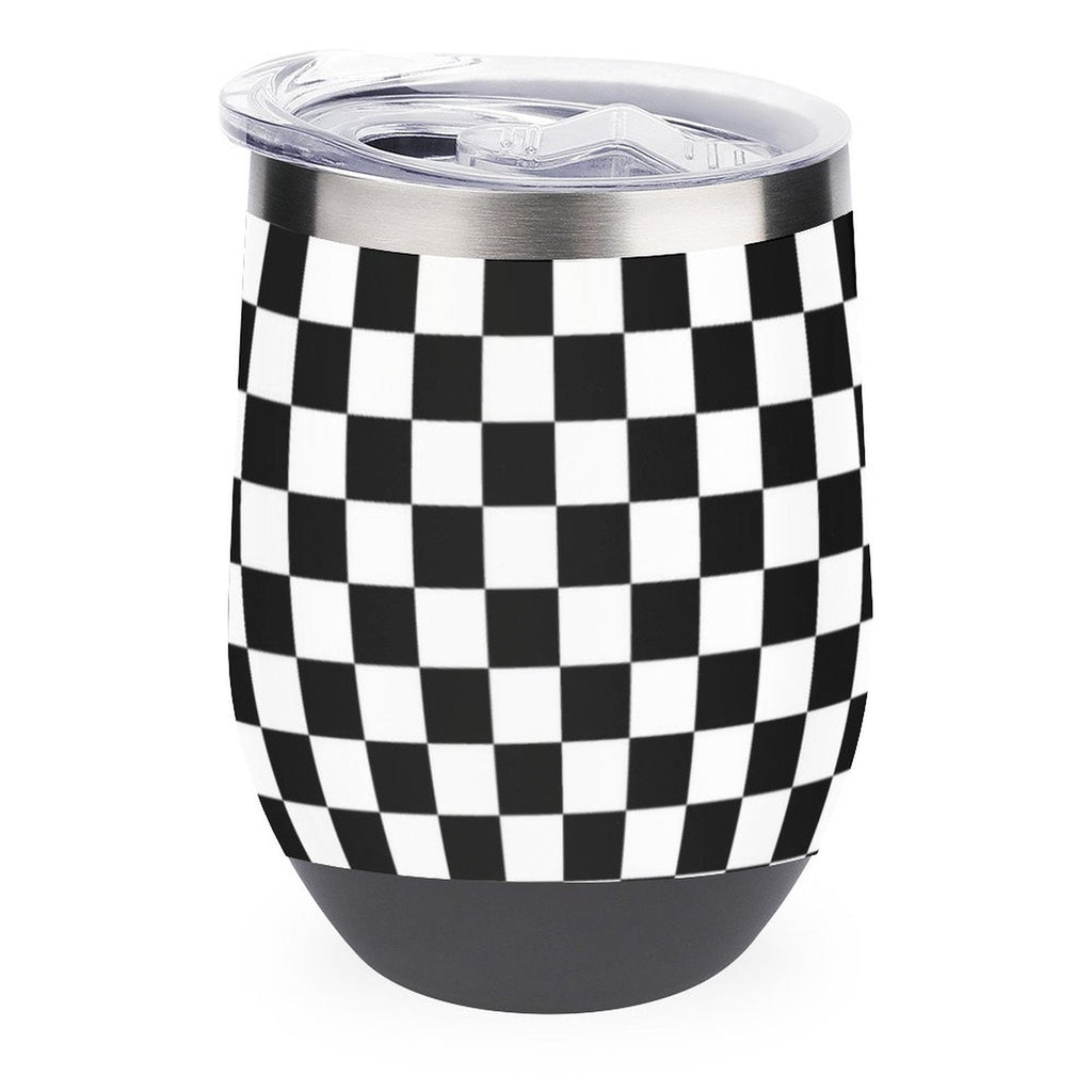 Black and White Wine Tumbler with Lid