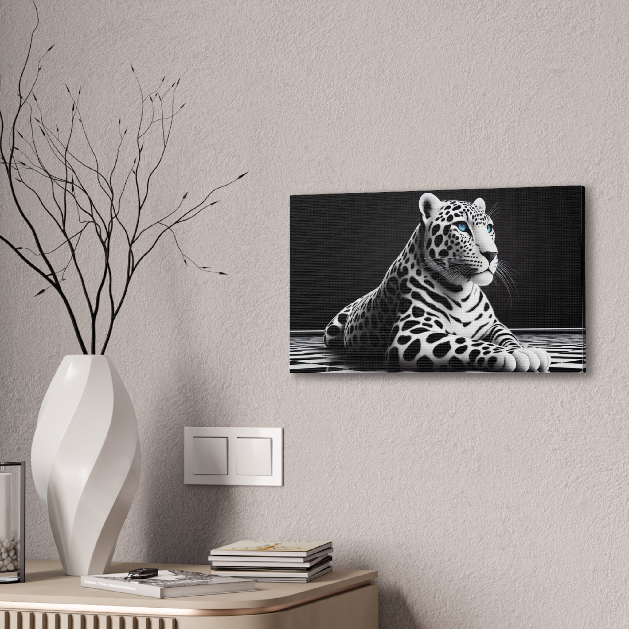 Elegant Leopard Canvas Art – Modern Home Décor, Animal Wall Art, Unique Gift, Black & White Decor, Living Room Accent