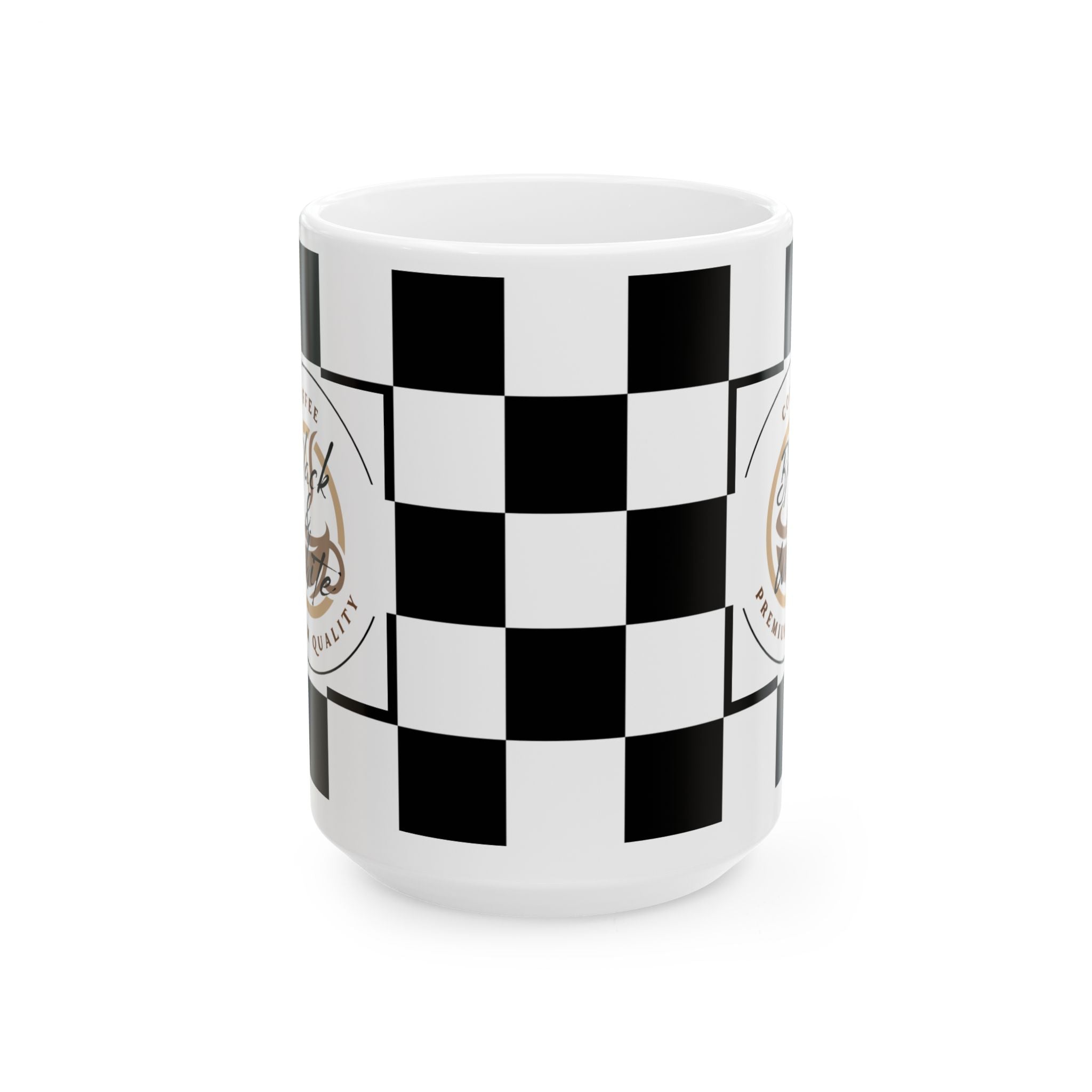 Checkered Ceramic Mug - Classic Coffee Cup for Racing Fans, Unique Gift for Birthdays, Holidays, and Celebrations